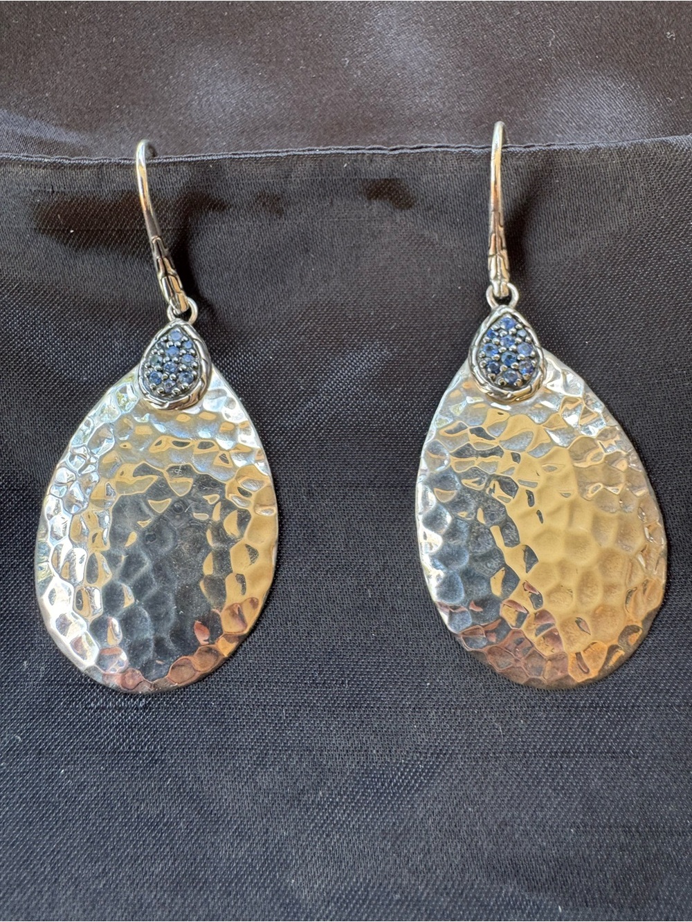 John Hardy 925 Sterling Silver Hammered Teardrop Earrings